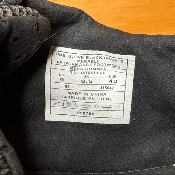 Merrell Trail Glove Mens 9 Black Minimalist Shoes Barefoot Sneakers Zero Drop - Picture 7 of 7